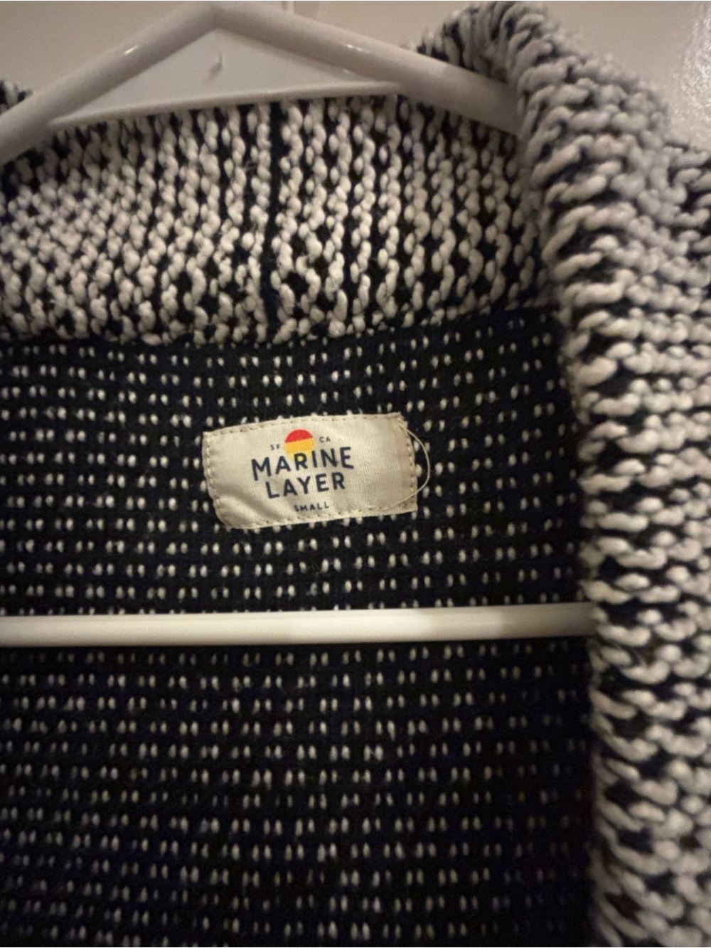 Marine Layer Sf Ca Black and Cream Marled Knit Cardigan Sz S-M